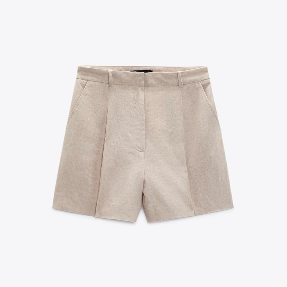 Zara high rise linen blend shorts